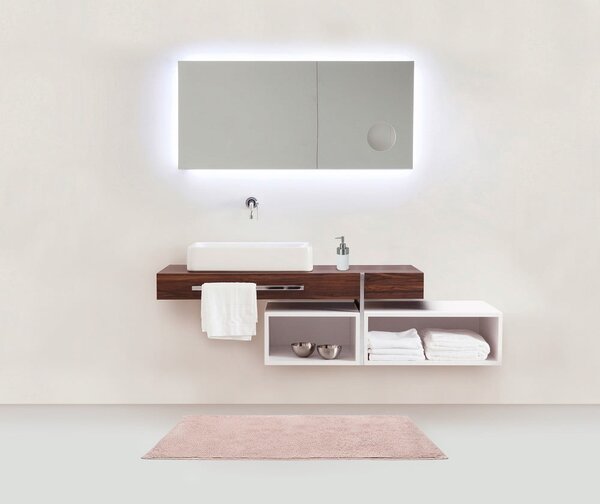 Růžová bavlněná koupelnová podložka Wenko Ono, 50 x 80 cm