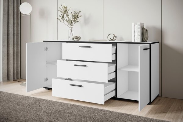 ŠIROKÁ KOMODA, barvy grafitu, bílá, 150/68/40 cm P & B - Online Only komody, Online Only