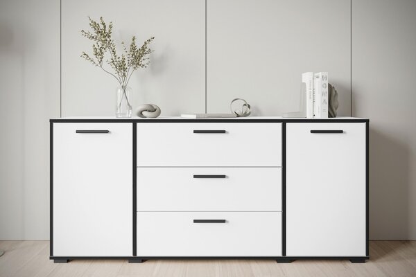 ŠIROKÁ KOMODA, barvy grafitu, bílá, 150/68/40 cm P & B - Online Only komody, Online Only
