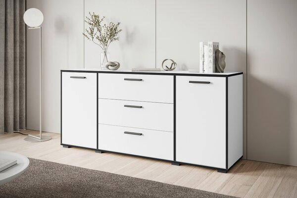ŠIROKÁ KOMODA, barvy grafitu, bílá, 150/68/40 cm P & B - Online Only komody, Online Only
