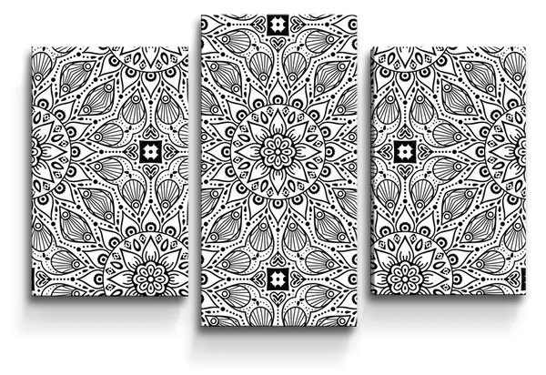 Sablio Obraz - 3-dílný Bílé mehendi - 75x50 cm