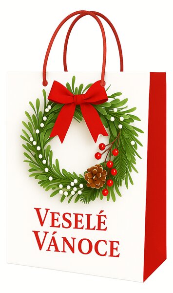 3ks dárkových tašek L - Věnec veselé Vánoce 8610059
