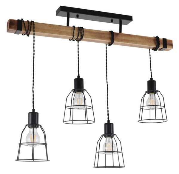 Italux PND-4290-4-L závěsné svítidlo Ponte 4x60W E27 černá, dřevo