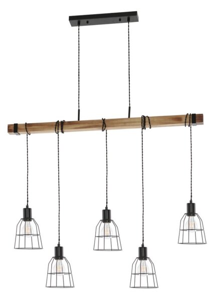 Italux PND-4290-5-L závěsné svítidlo Ponte 5x60W E27 černá, dřevo