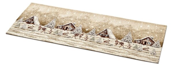 Vánoční gobelínový běhoun na stůl Chenille IT030 Barva Béžová Rozměry 40x130 cm