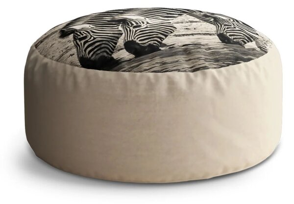 Sablio Taburet Circle Zebry u vody: 38x48 cm