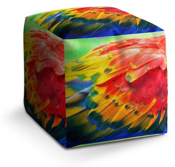 Sablio Taburet Cube Barevné peří 2 - 40x40x40 cm