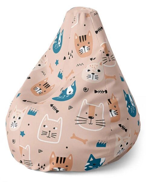 Sablio Sedací vak Pear Barevné kočičky - 70 x 95 x 15 cm