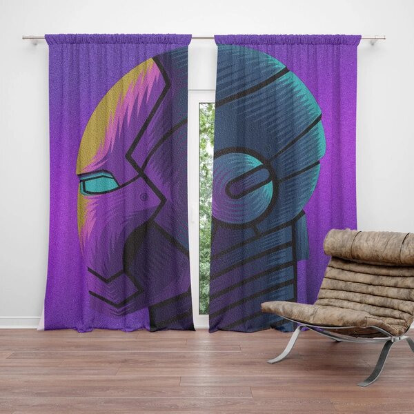 Sablio Závěs Iron Man Helma na fialové: 2ks 140x250cm