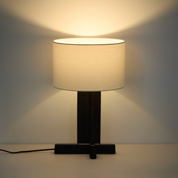 Kave Home Tmavá dřevěná stolní lampa Niani