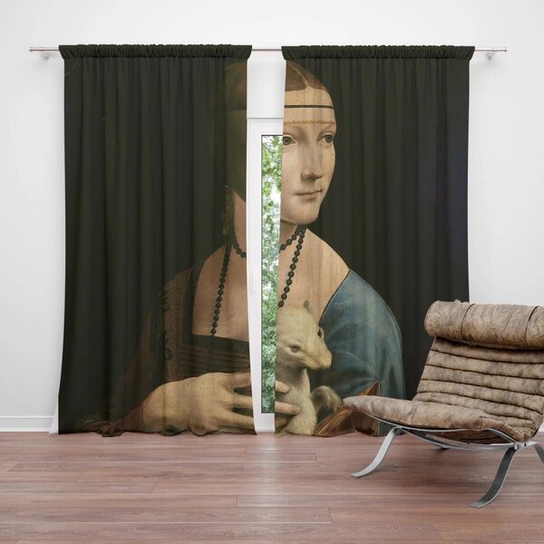 Sablio Závěs Dáma s hranostajem - Leonardo da Vinci: 2ks 140x250cm