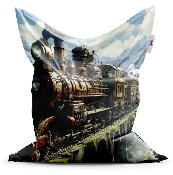 Sablio Sedací vak Parní lokomotiva na viaduktu - 150x100 cm