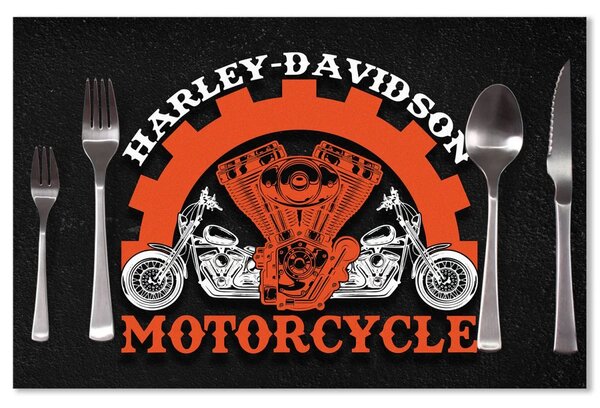 Sablio Prostírání Harley-Davidson motor Černé pozadí: 40x30cm