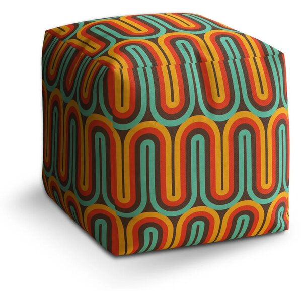 Sablio Taburet Cube Retro vlny - 40x40x40 cm