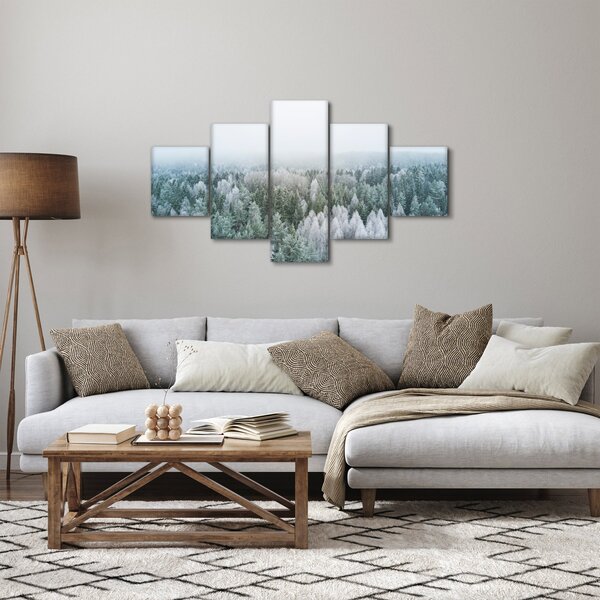 Obraz - Zasněžené vrcholky lesů (125x70 cm)