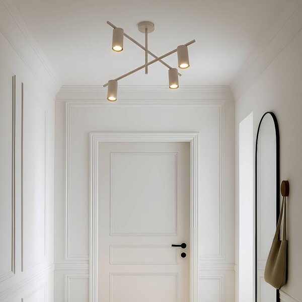 Lindby Stropní svítidlo Marilou, béžové, 4 světla, Ø 70 cm, stmívatelný, Krémová / jantar, Obývací pokoj / jídelna, kov, Moderní