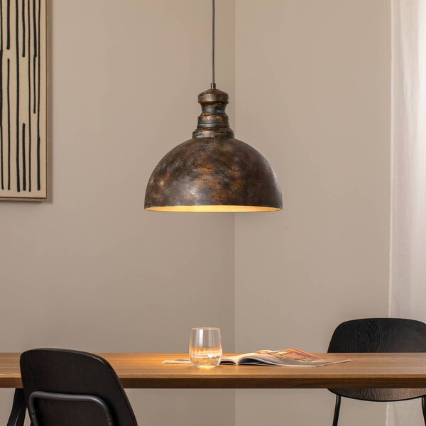Opviq Závěsné světlo Saglam, 1-světelný, starý mosaz, kov, Ø 40 cm, stmívatelný, Bronz / starožitná mosaz, Obývací pokoj / jídelna, kov, Vintage