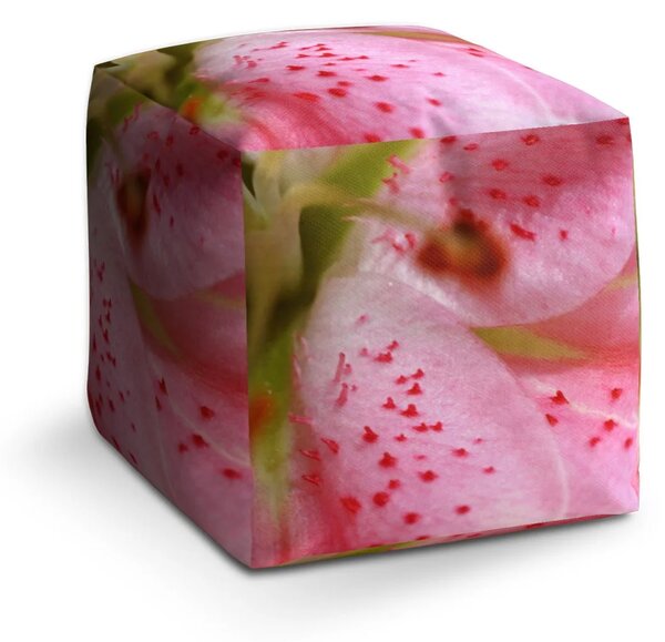 Sablio Taburet Cube Květ lilie - 40x40x40 cm