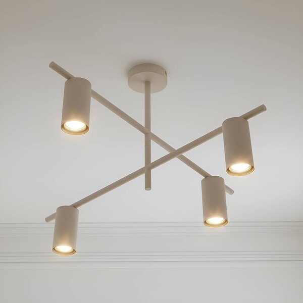 Lindby Stropní svítidlo Marilou, béžové, 4 světla, Ø 70 cm, stmívatelný, Krémová / jantar, Obývací pokoj / jídelna, kov, Moderní