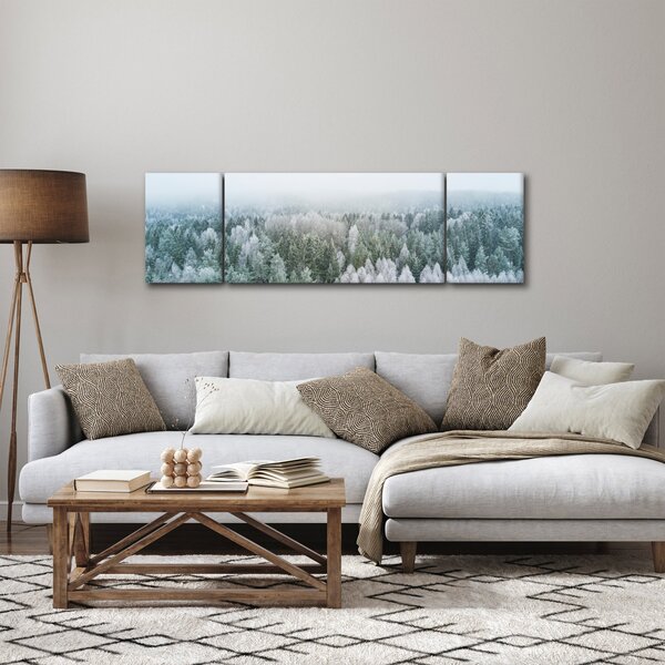 Obraz - Zasněžené vrcholky lesů (170x50 cm)