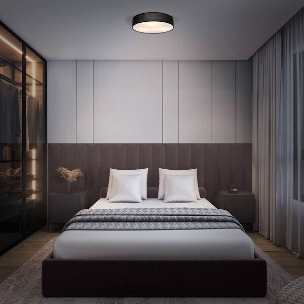 OSRAM Stropní světlo ORBIS PARIS, černé, Ø 40 cm, textilní E27, stmívatelný, Černá, Obývací pokoj / jídelna, Textil / tkanina / hedvábí, Moderní