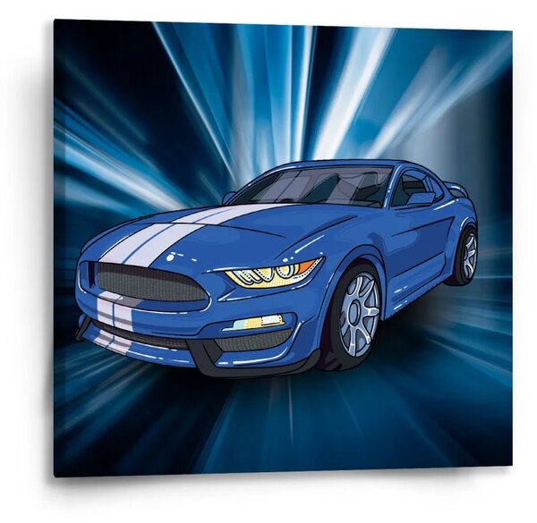 Sablio Obraz Mustang Modré pozadí - 50x50 cm