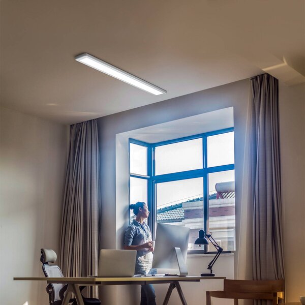 OSRAM LED stropní svítidlo OFFICE LINE, bílé, 122 cm, kovové, Bílá / opál, Pracovna / kancelář, Hliník