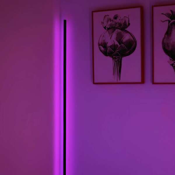 OSRAM SMART+ WiFi LED stojací lampa ROUND černá 140 cm RGB, stmívatelný, Černá, Obývací pokoj / jídelna, Hliník, Moderní