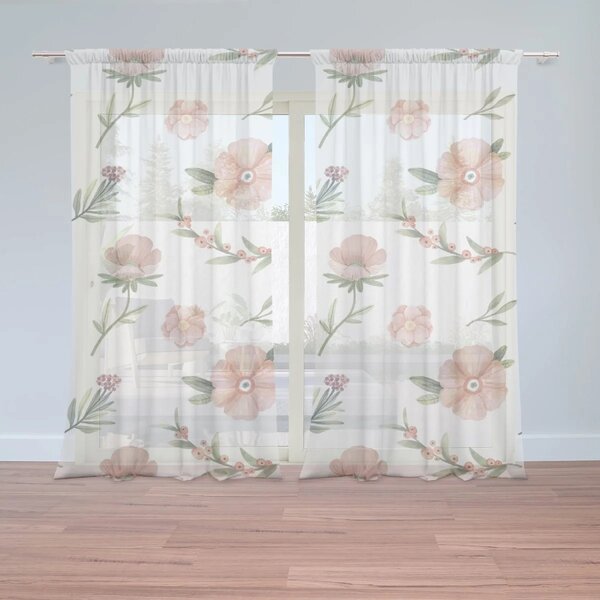 Sablio Záclony Malované květy: 2ks 150x250cm
