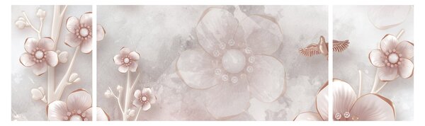 Obraz - Růžové květy (170x50 cm)