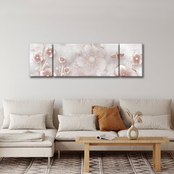 Obraz - Růžové květy (170x50 cm)