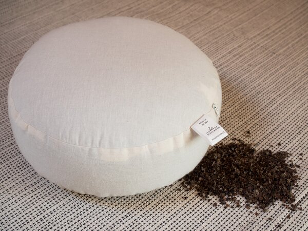 SOULADÍM meditační polštář rondo Natural 10 x Ø 30 cm přírodní šedobéžová