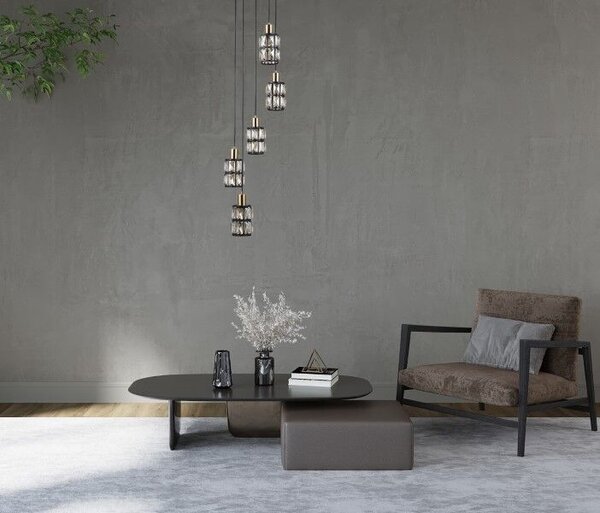 ITALUX PND-44236-5-BK-GD Menfi závěsné svítidlo 5xE27 D250mm černá, medová mosaz