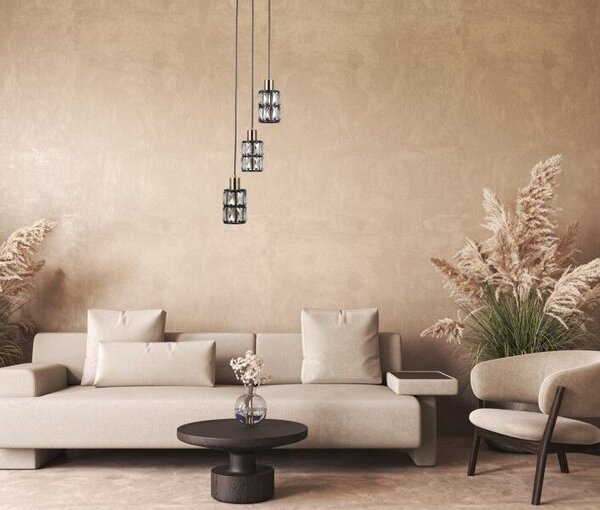 ITALUX PND-44236-3-BK-GD Menfi závěsné svítidlo 3xE27 D250mm černá, medová mosaz