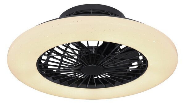 GLOBO 03628B TRAVO stropní svítidlo s ventilátorem LED D525mm 30W/1800lm 3000-6500K černá, opál, stmívatelné, dálkový ovladač, starlight