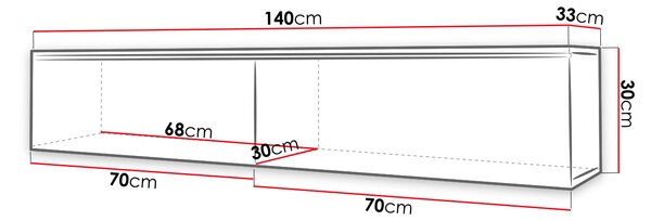 Televizní skříňka s LED osvětlením 140 cm WILLA D - černá grafitová