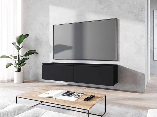 Televizní skříňka s LED osvětlením 140 cm WILLA D - černá grafitová