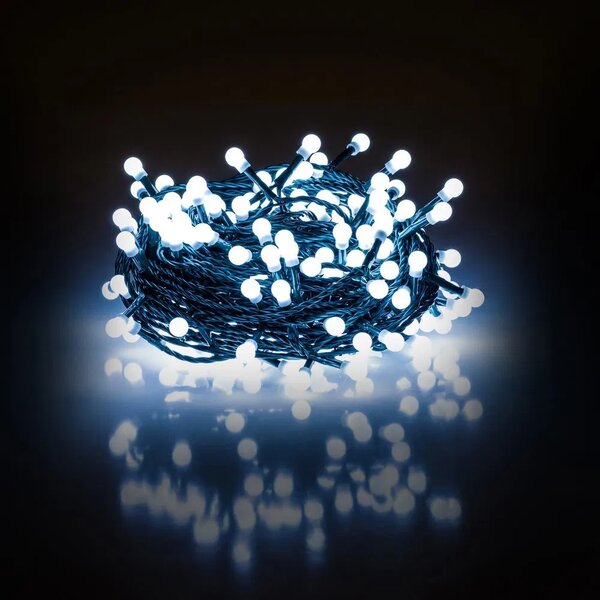 Vánoční LED řetěz s kuličkami - Cherry, 10m, 100 LED diod, studená bílá, propojovatelný