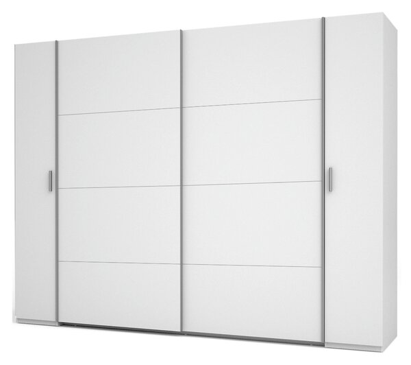 Velká šatní skříň 270 cm GIRADOT - bílá / stříbrné úchyty