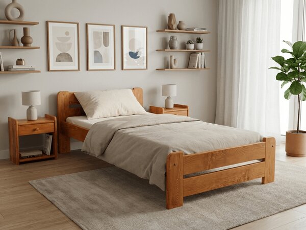 Postel Laura 80 x 200, olše s lamelovým roštem a matrací Deluxe 10 cm