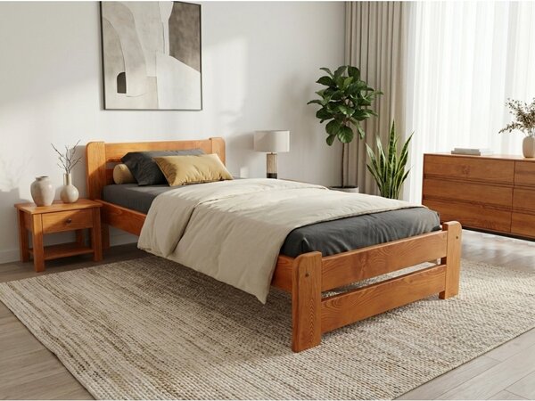 Postel Laura 80 x 200, olše s lamelovým roštem a matrací Deluxe 10 cm