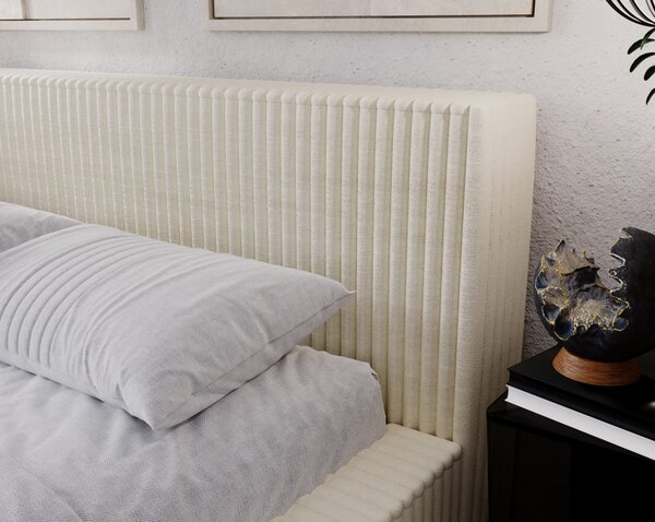 Manželská čalouněná postel 200x200 SIDONIA 2 s úložným prostorem - béžová