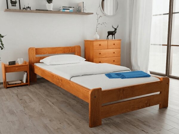 Postel Laura 80 x 200, olše s lamelovým roštem a matrací Deluxe 10 cm