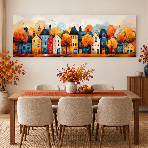 Obraz na plátně - Barevné městečko Preston FeelHappy.cz Rozměr obrazu (Šířka x Výška): 120 x 40 cm