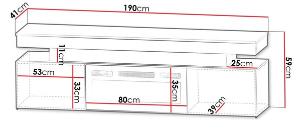 TV stolek s elektrickým krbem HYDA - pískový béžový + LED osvětlení ZDARMA
