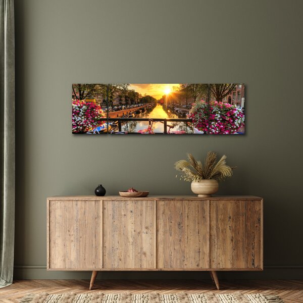 Obraz - Východ slunce v Amsterdamu (170x50 cm)