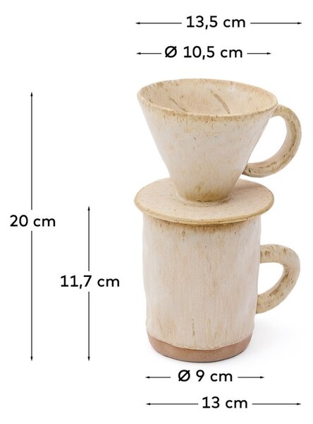 Béžový keramický hrnek a dripper Kave Home Zunel