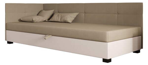 Jednolůžková čalouněná postel 100x195 LOCIKA PLUS 2 - hnědá / ecru