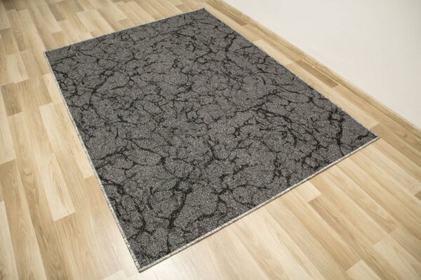 Metrážový koberec Marble 75 mramor, tmavě šedý / černý