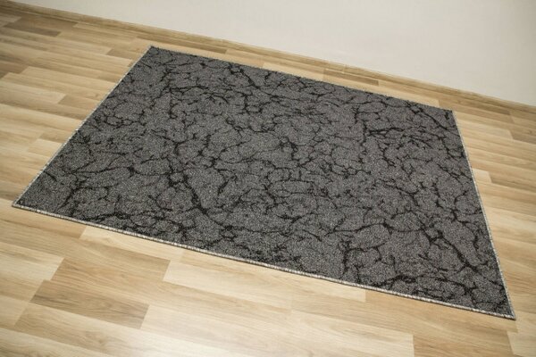Metrážový koberec Marble 75 mramor, tmavě šedý / černý